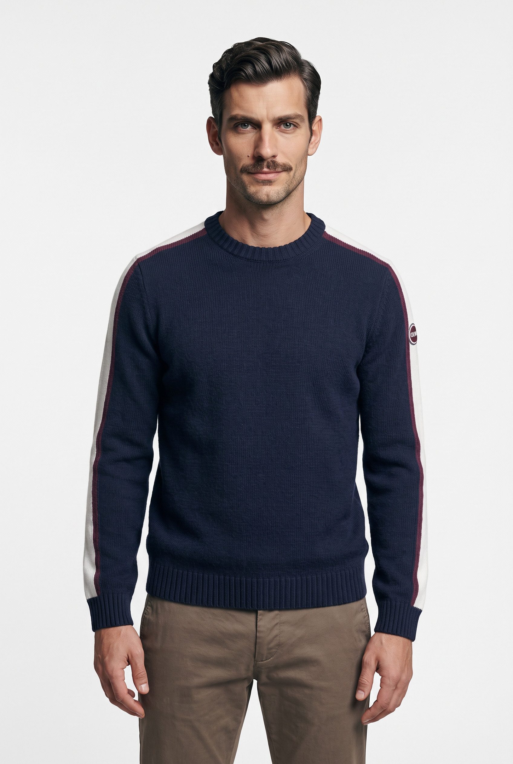 Colmar Strickpullover weiche Wollmischung, Regular Fit, Kontraststreifen