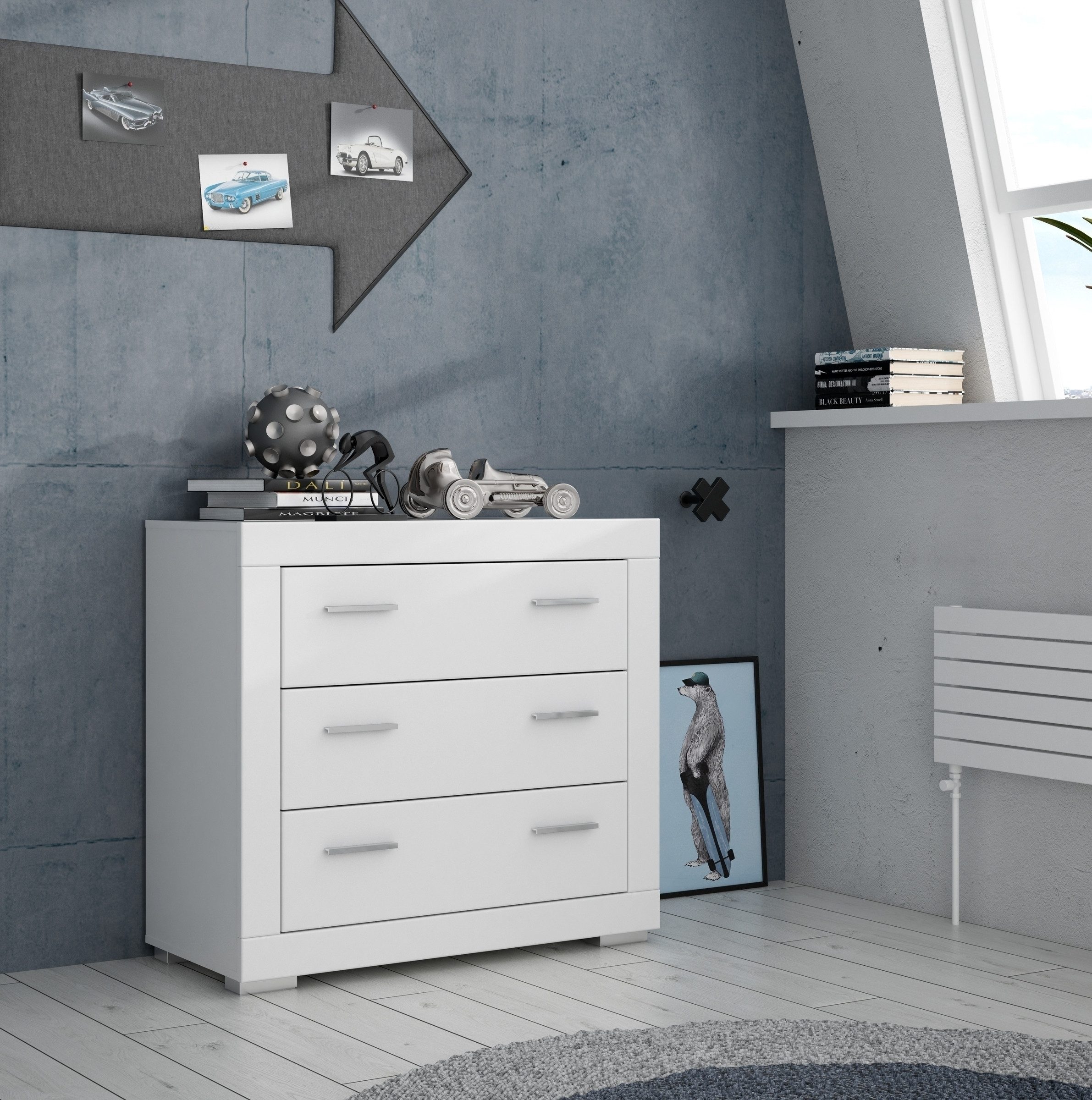 freiraum Schubkastenkommode SNOW, 3 Schubladen, in weiß - 96x86,5x41,4cm (BxHxT)