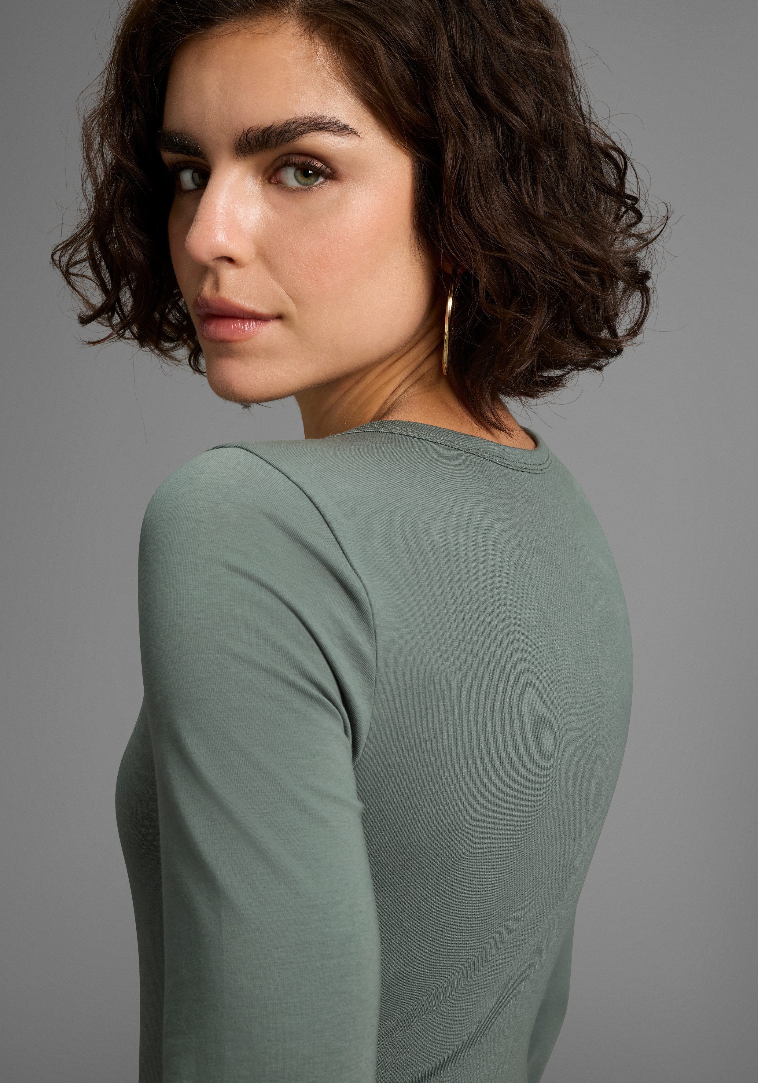 Laura Scott Langarmbody aus elastischer Baumwollmischung, figurbetonte Passform
