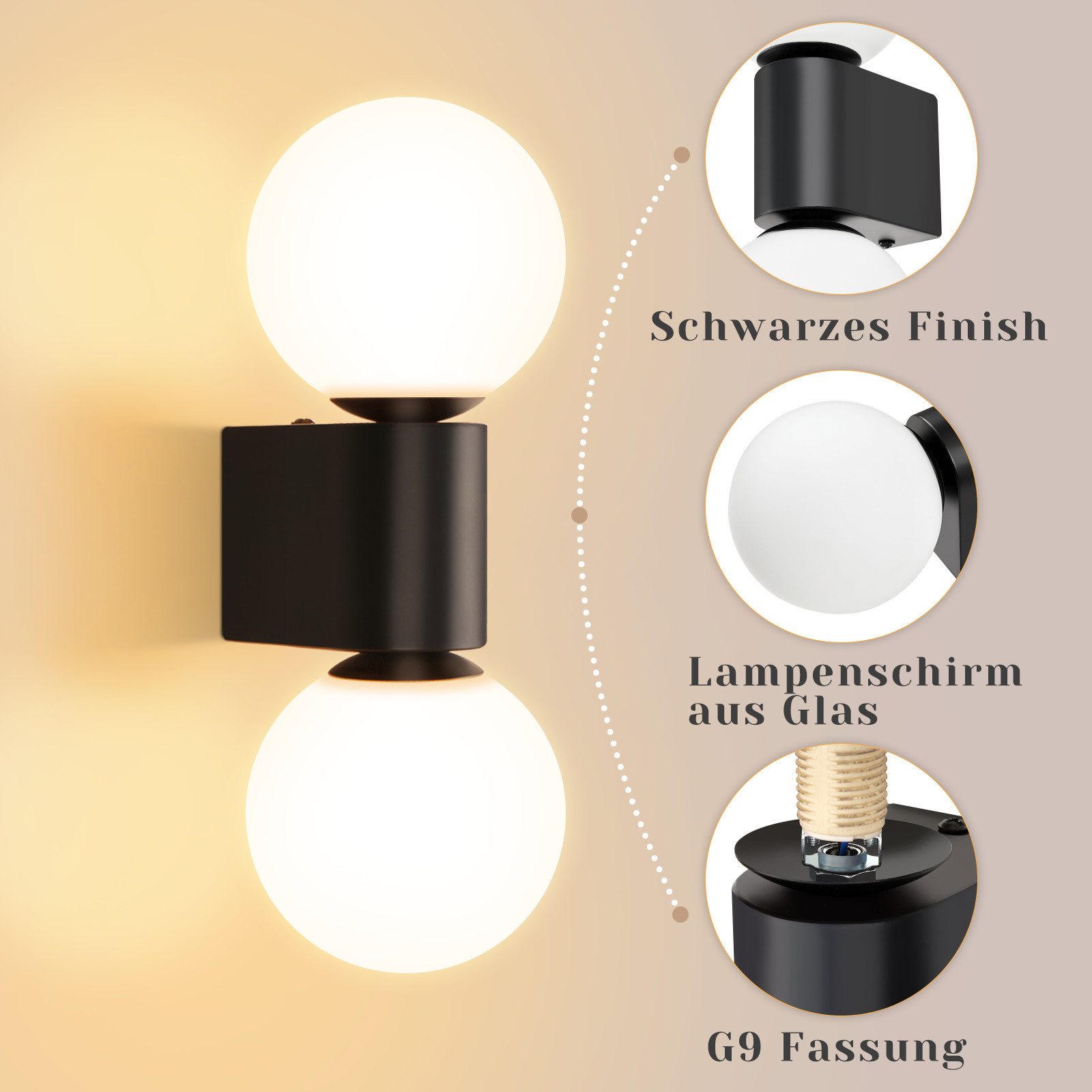Nettlife Wandleuchte Schwarz Innen modern Weiß günstig online kaufen