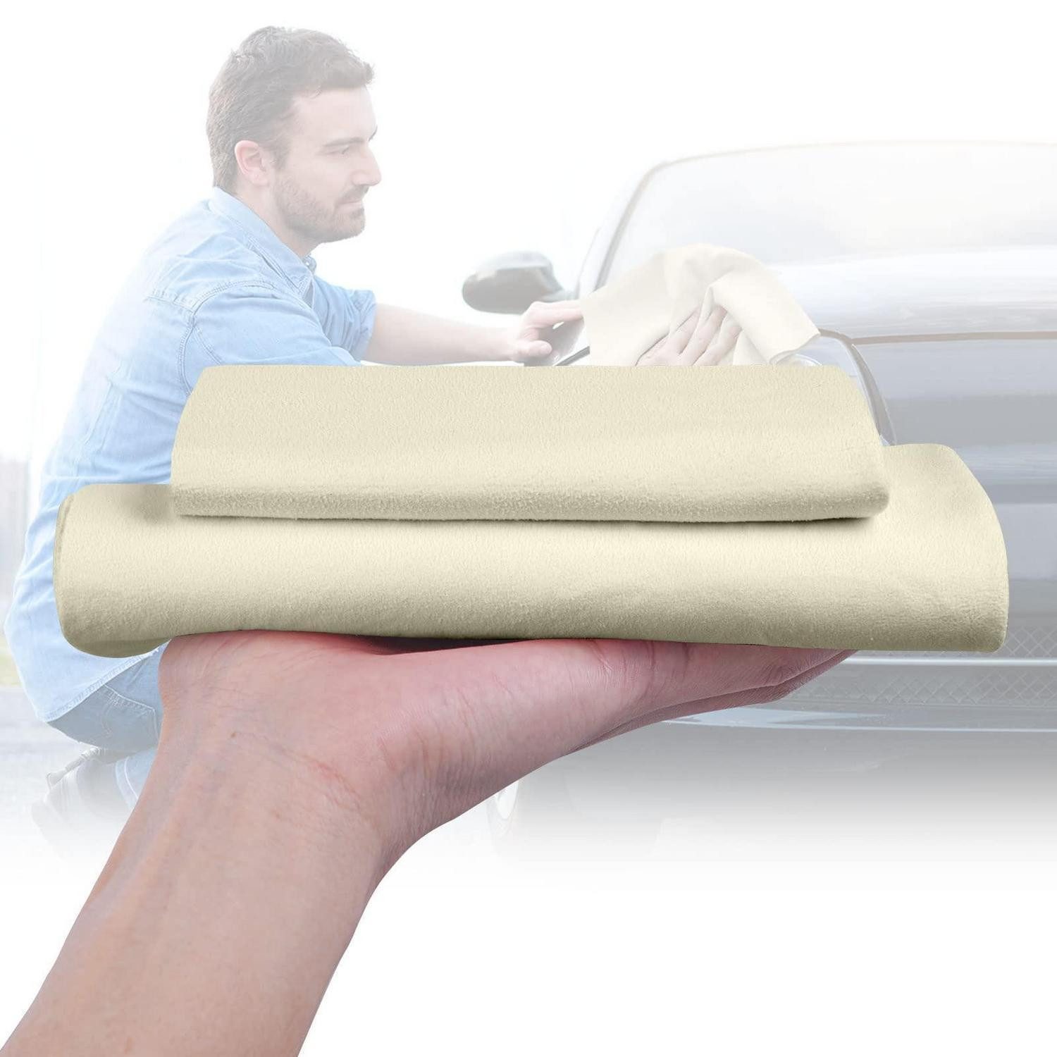 LuxusKollektion Reinigungs-Set Fensterleder 2 Stück 60x40 40x30 saugfähig streifenfrei