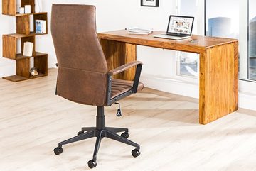 riess-ambiente Bürostuhl LAZIO vintage braun / schwarz (Einzelartikel, 1 St), höhenverstellbarer · Microfaser · drehbar · mit Rollen · mit Armlehnen