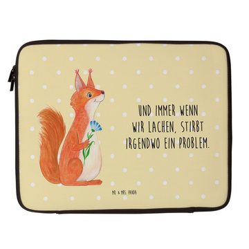 Mr. & Mrs. Panda Laptop-Hülle Eichhörnchen Blume - Gelb Pastell - Geschenk, Tiermotive, Laptop, glü