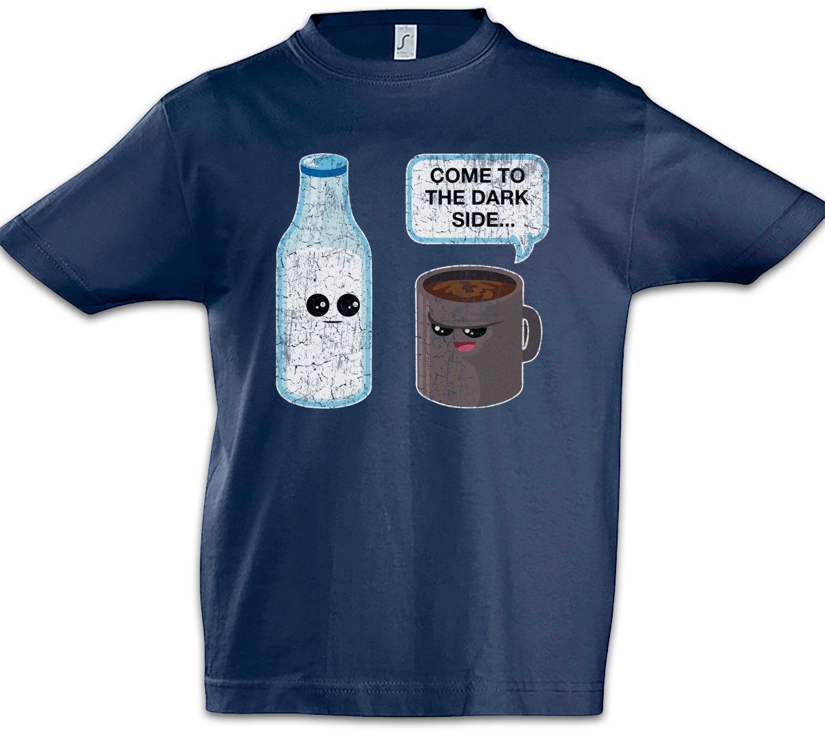 Print-Shirt Dark Side Coffee Kinder T-Shirt Koffein Star Süchtig Kaffee Café Wars