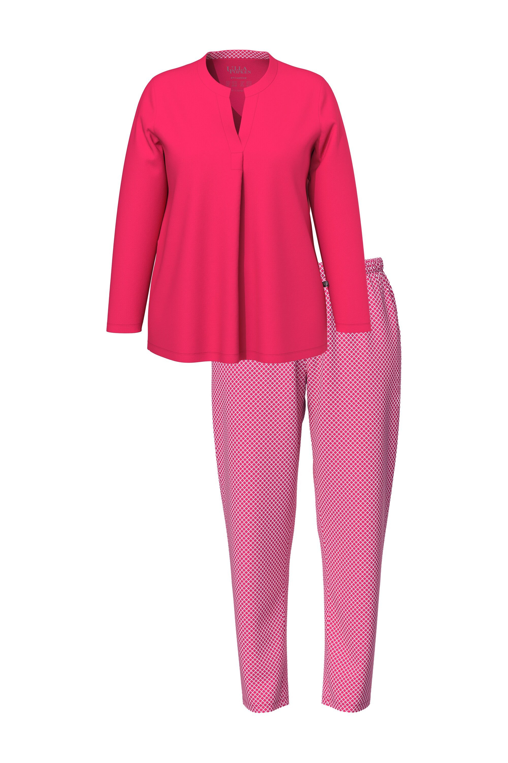 Ulla Popken Pyjama Pyjama Muster Rundhals günstig online kaufen