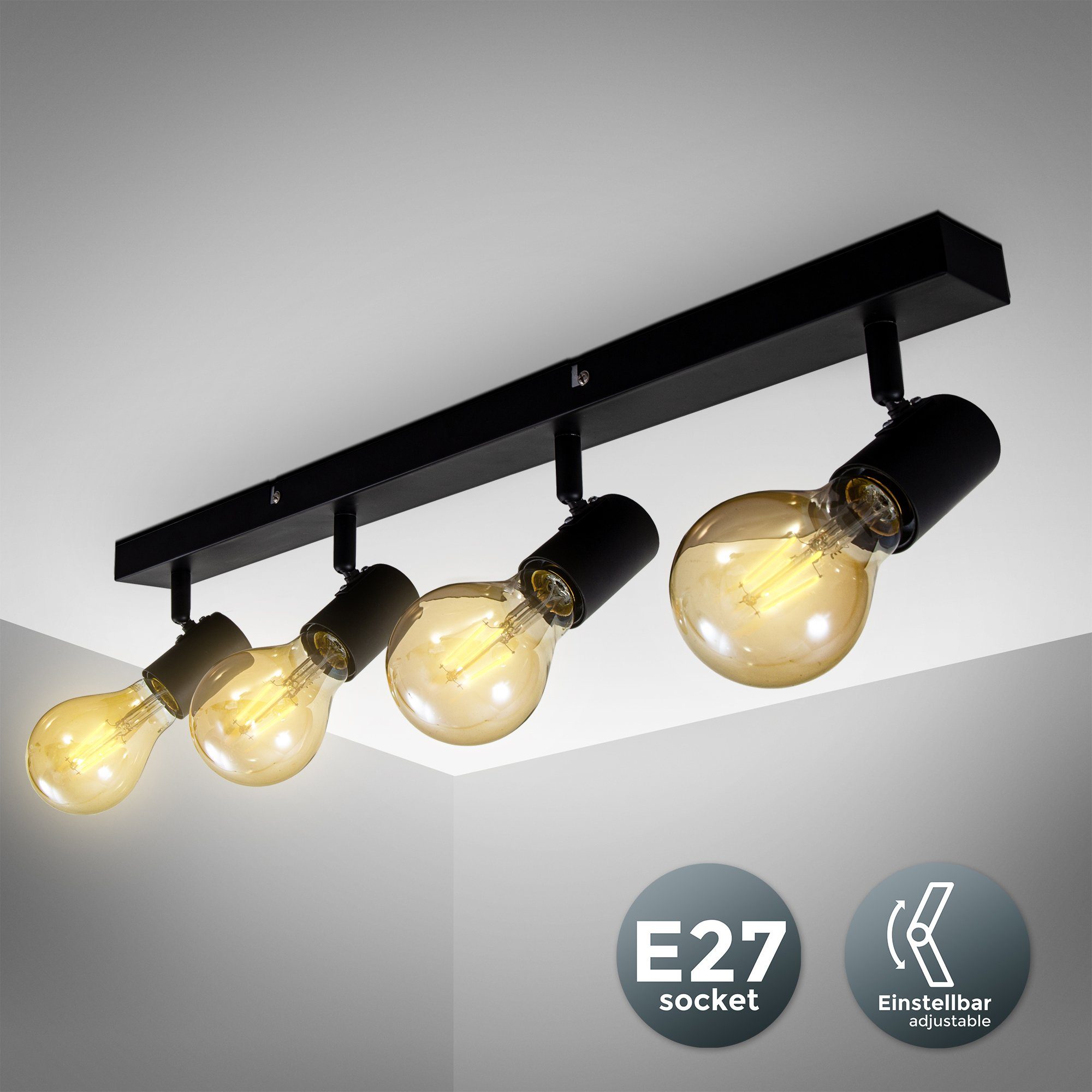 B.K.Licht Deckenleuchte Deckenlampe Vintage 60W E27 günstig online kaufen