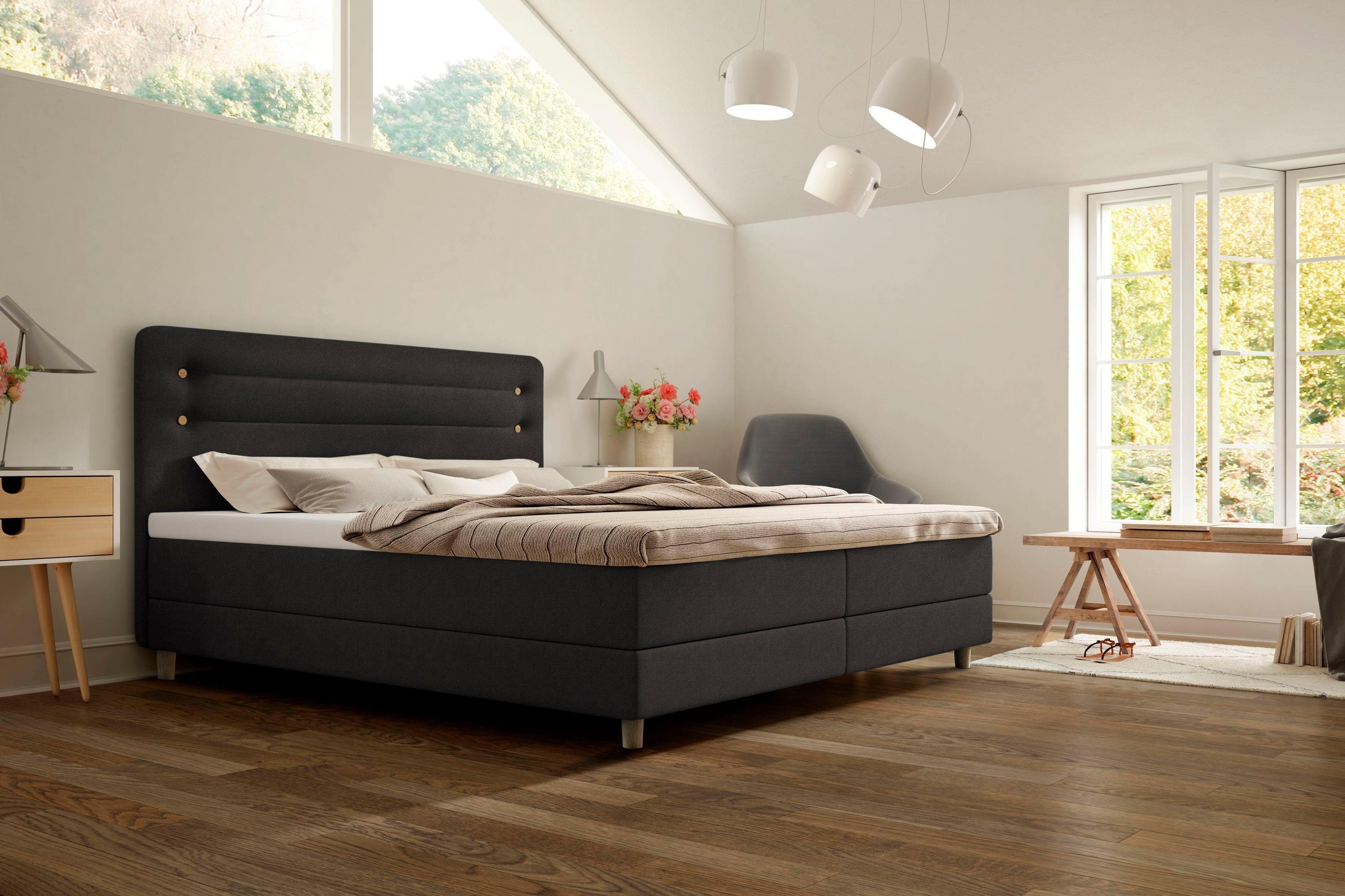 Schlaraffia Boxspringbett Fidelio, inkl GELTEX® Next Topper, Holzfuß in Eiche