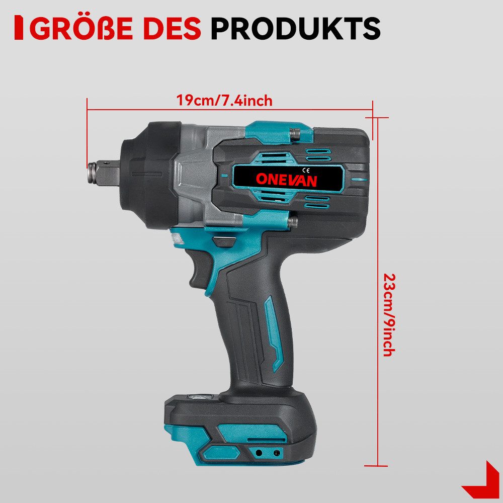 ONEVAN Akku-Schlagschrauber 2800 Nm 1/2" Bürstenloser Schlagschrauber mit 2 günstig online kaufen
