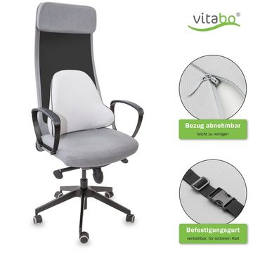 Vitabo Rückenkissen Vitabo breites Rückenkissen – ergonomisches Lendenkissen I Lordosenstütze Rückenstütze für Büro Auto (Grau), 1-tlg.