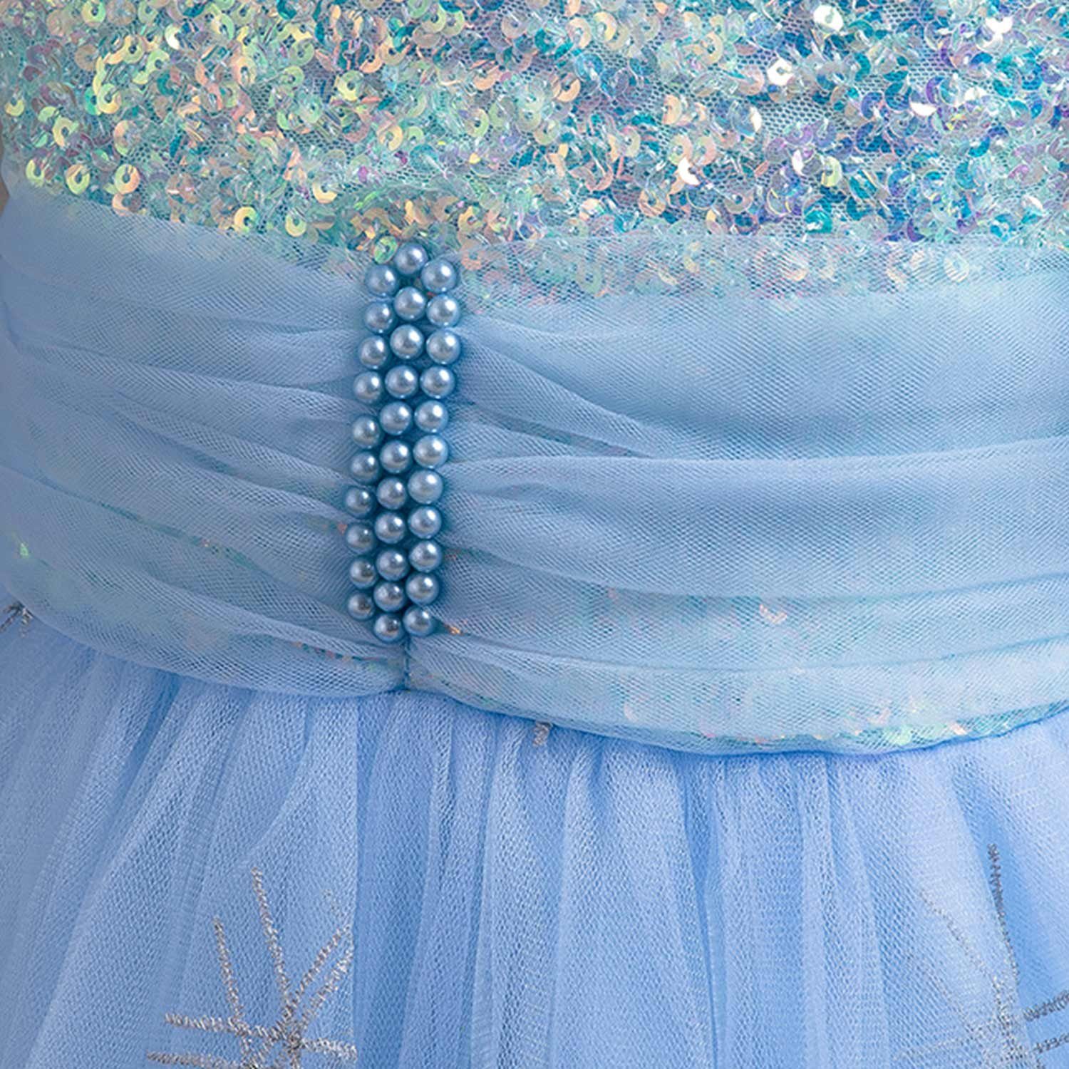 Daisred Abendkleid Blau Prinzessinnenkleider Geburtstagsparty Mädchen Tüllkleider
