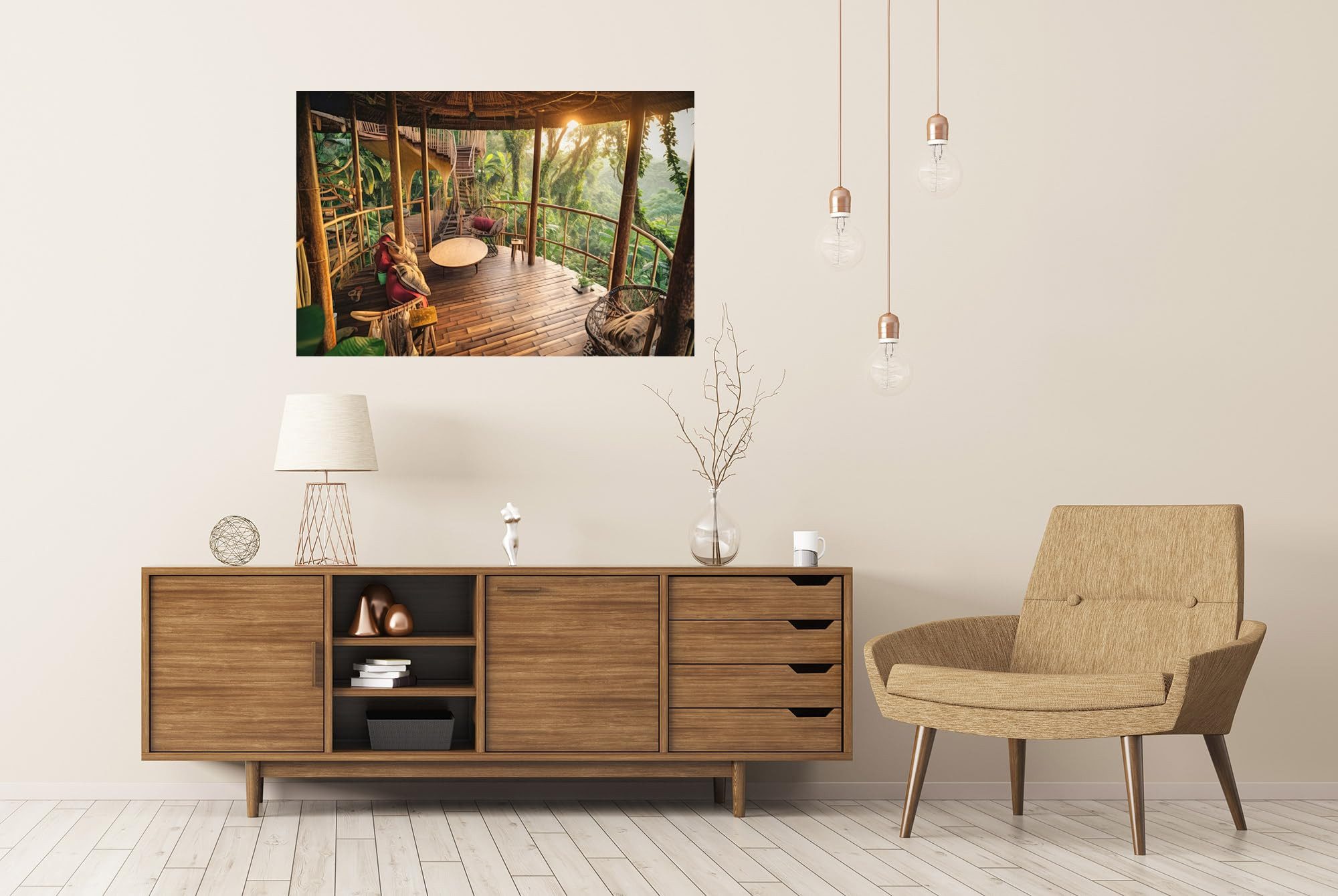 islandburner Poster Balkon Tropisches Baumhaus Dschungel KI Fotodruck JCSM-PGR