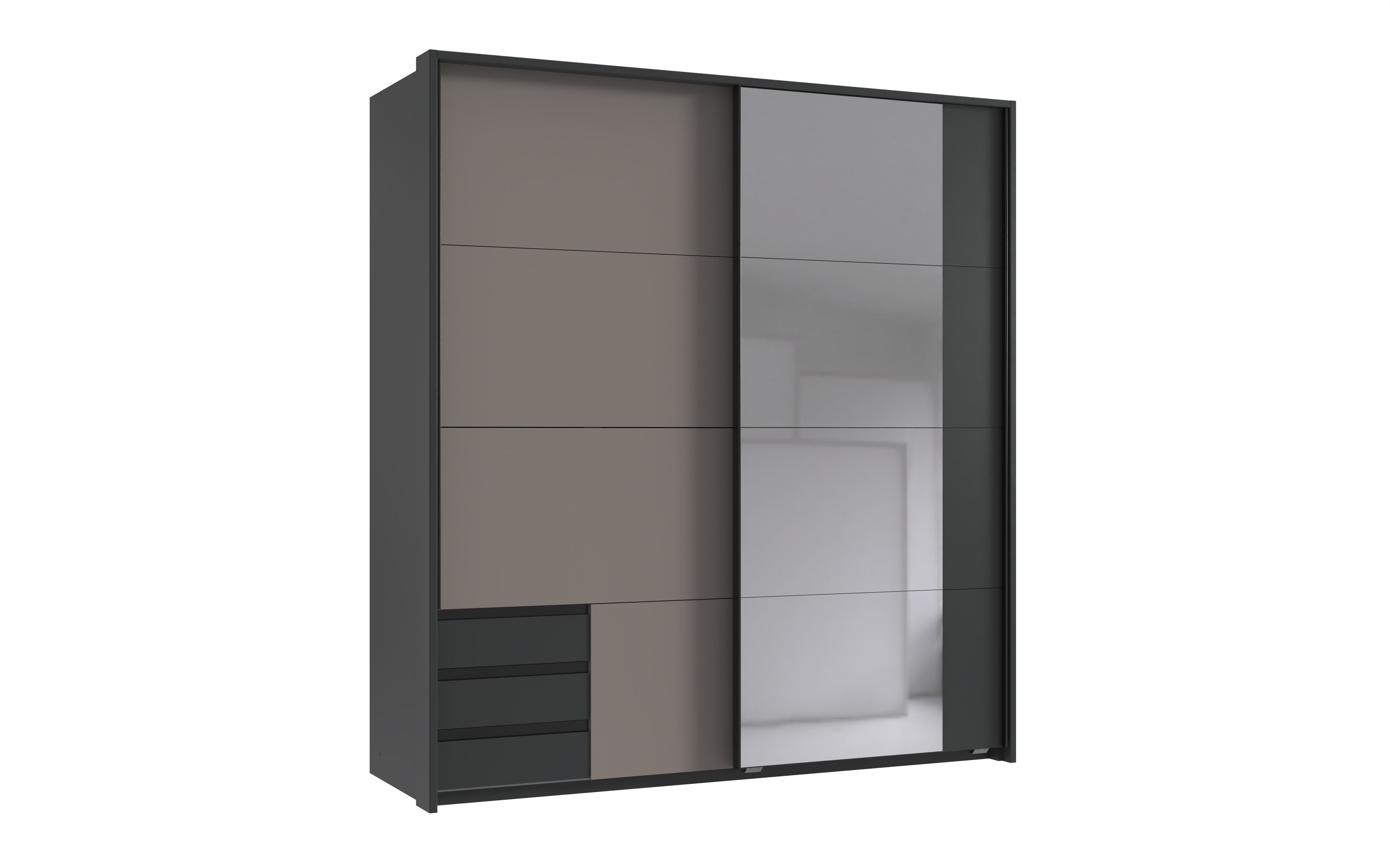 möbel-direkt.de Schwebetürenschrank Emden in Graphit mit Saharagrau (komplett, 1-St., Kleiderschrank) Made in Germany