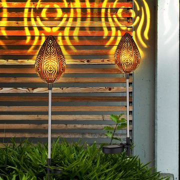 Globo LED Solarleuchte, Leuchtmittel inklusive, Warmweiß, LED Solarleuchte Außenlampe Steckleuchte Retro Gartenlampe 3er Set