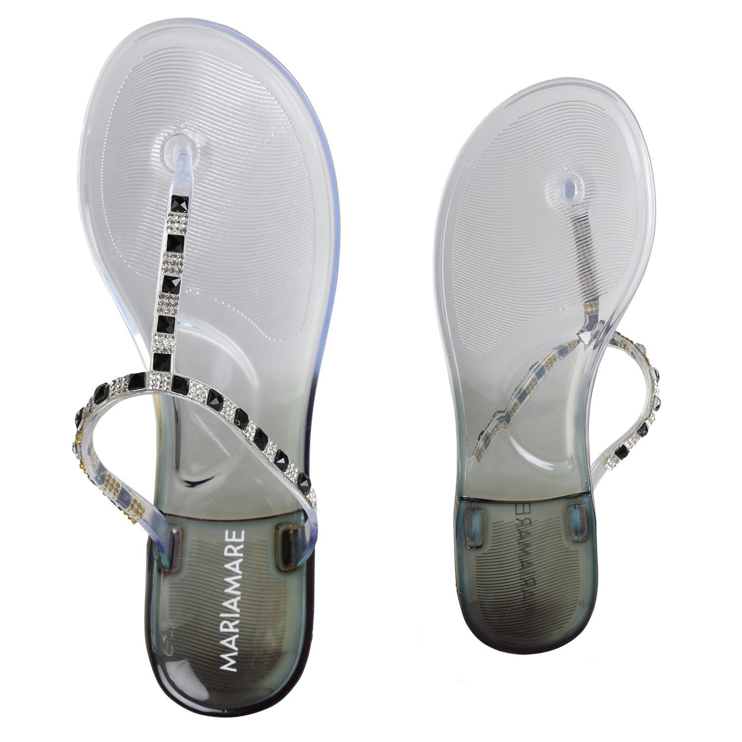 VAN HILL 837648 Zehentrenner Damen Sandalen Zehentrenner + Kulturtasche Flache Strass