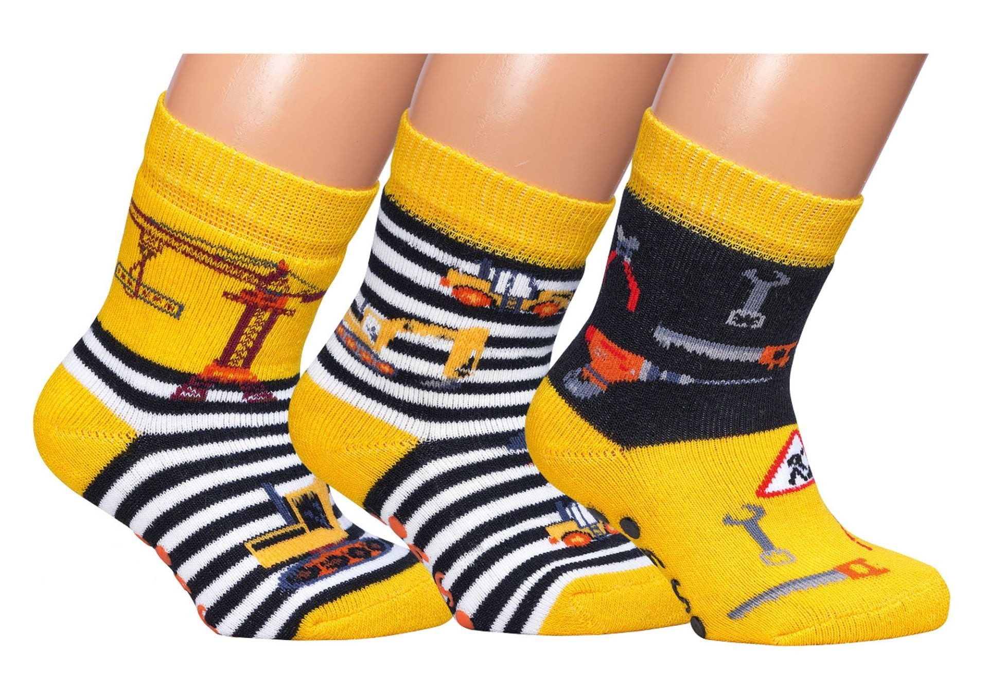 TippTexx 24 ABS-Socken 3 Paar rutschfeste ABS Baby-Socken, viele lustige Motive, Vollfrottee