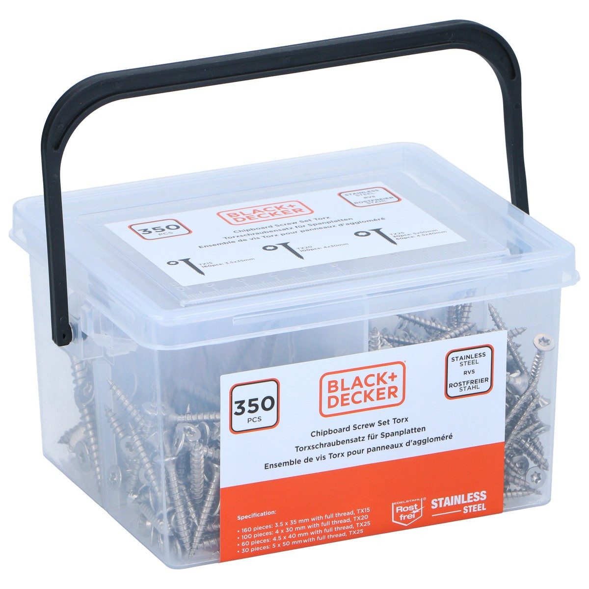 Black + Decker Schrauben-Set BLACK+DECKER Schraubensatz 350-tlg