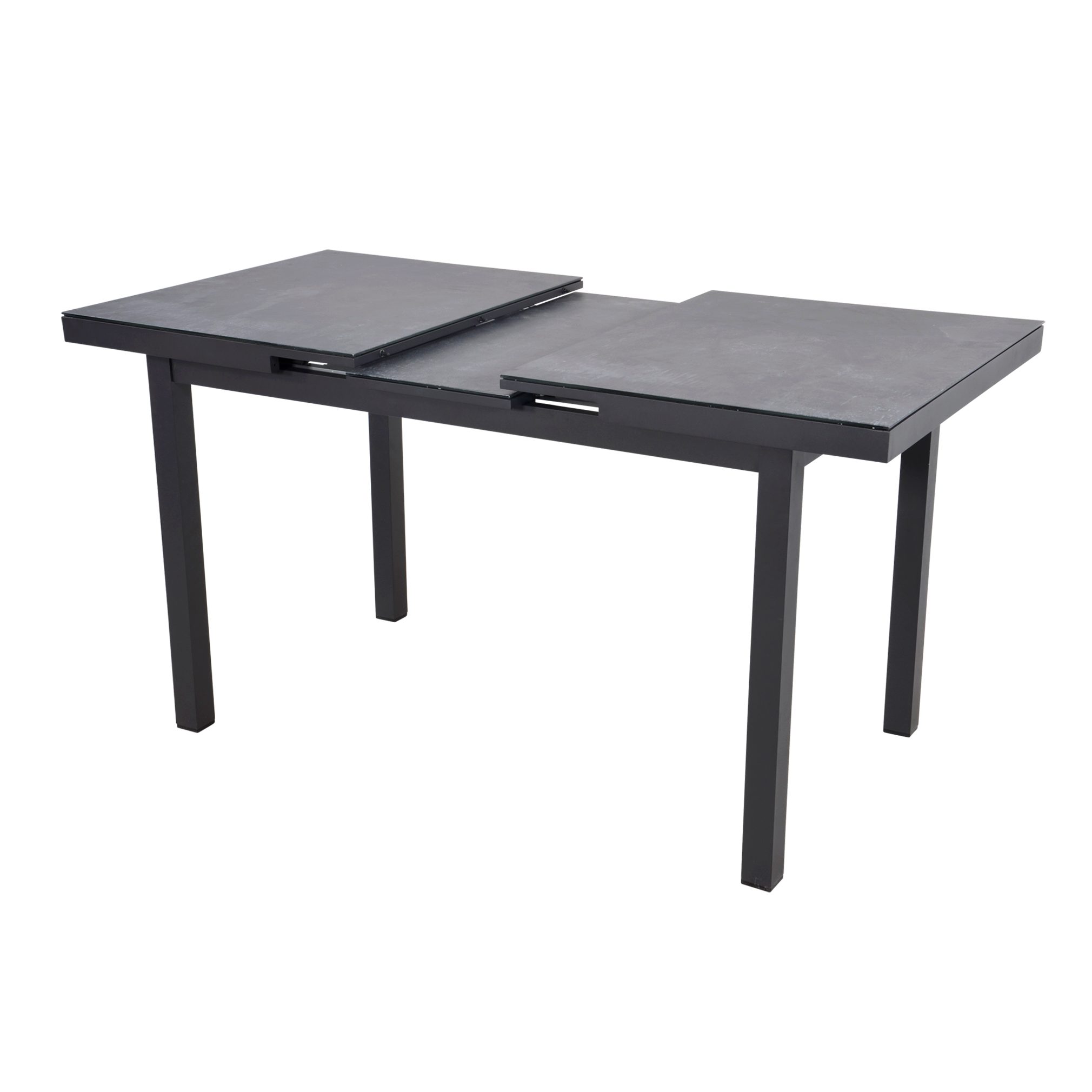 Lesli Living Gartentisch Gartentisch Tafel Tisch Balena Negro 130/160x75x76cm Keramik Glasplatte | Tische