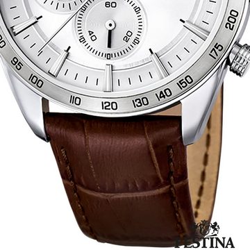 Festina Chronograph Festina Herren Uhr F16760/1 Chronograph, (Chronograph), Herren Armbanduhr rund, Lederarmband braun