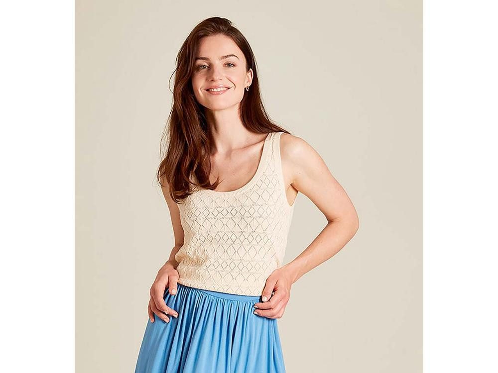 Tranquillo Tanktop tranquillo Bio-Damen-Strick-Top mit Ajour-Spitze