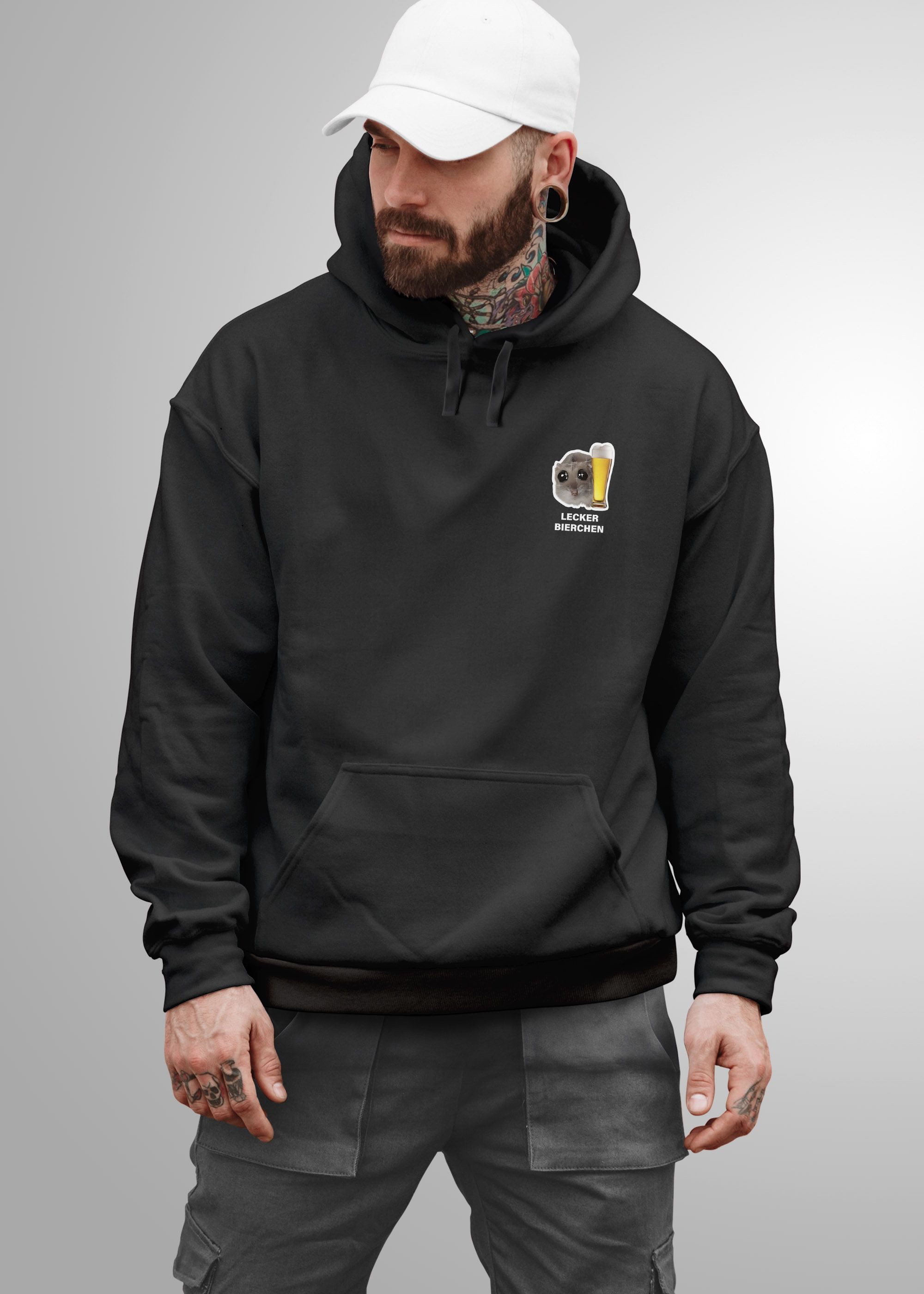 MoonWorks Hoodie Hoodie Herren für das Oktoberfest Lecker Bierchen Sad Hamster Ersatz