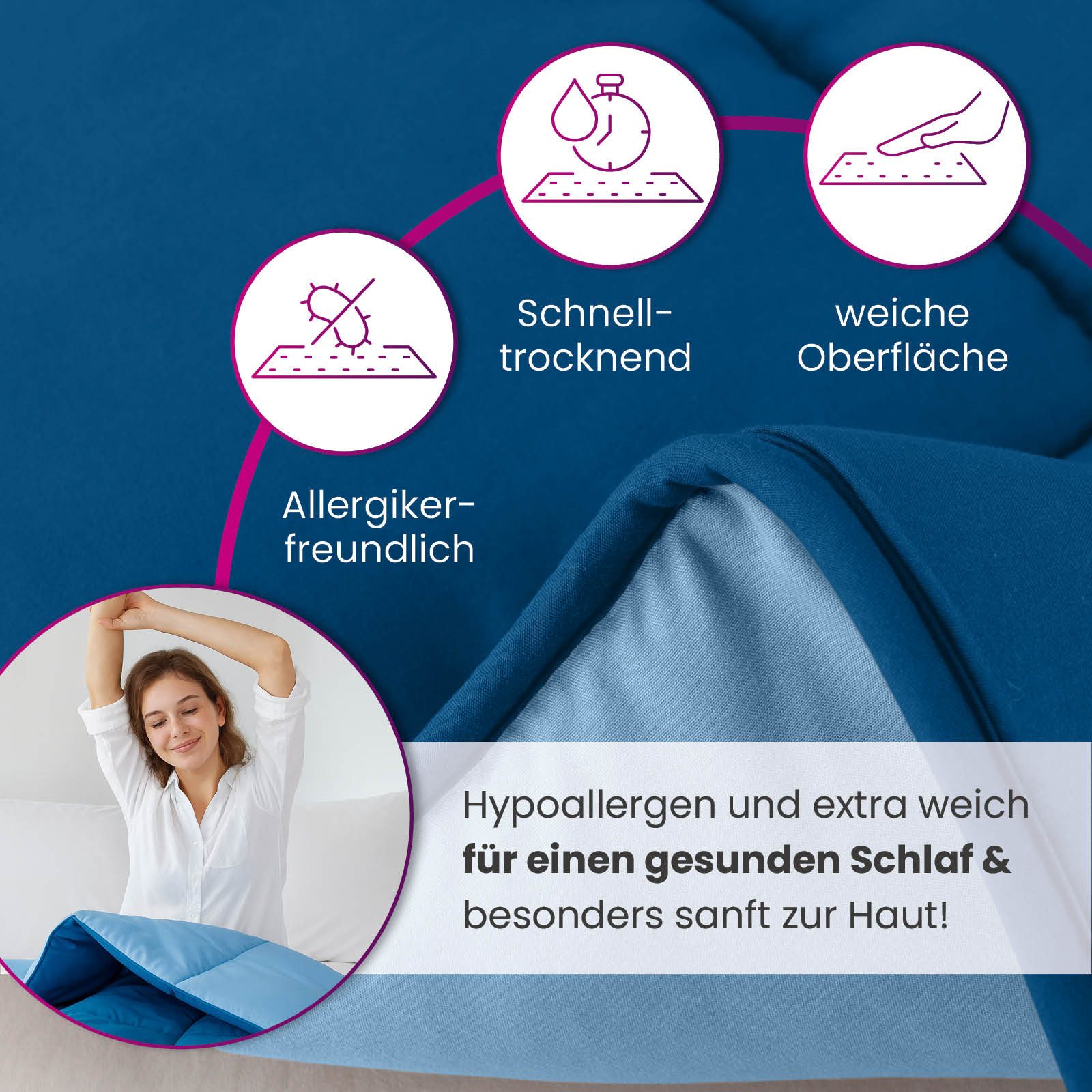 wometo Microfaserbettdecke Ganzjahr Steppbett Bi-Color 155x220 cm, Füllung: Kunstfaser, OEKO-TEX®, gesteppte Bettdecke für Herbst & Winter – Bild 4 von 5