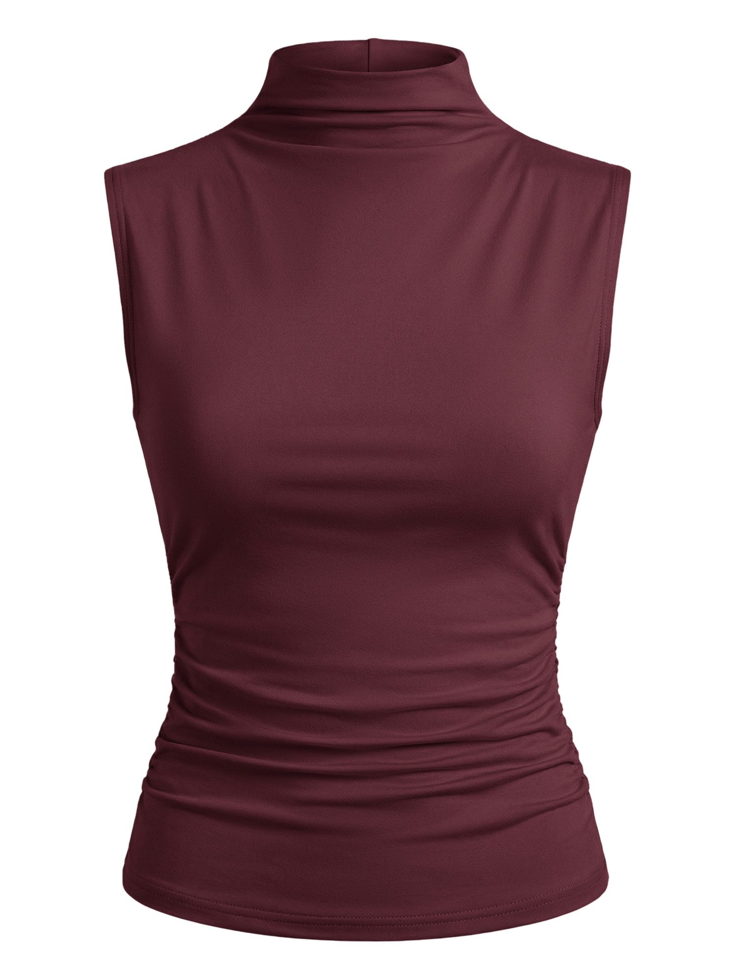 Imily Bela Tanktop Damen ärmellos hoher drapiert Ausschnitt Mock Neck Slim Fit Cropped (Packung, 1-tlg., 1per-Pack) in Unifarbe – Bild 5 von 5