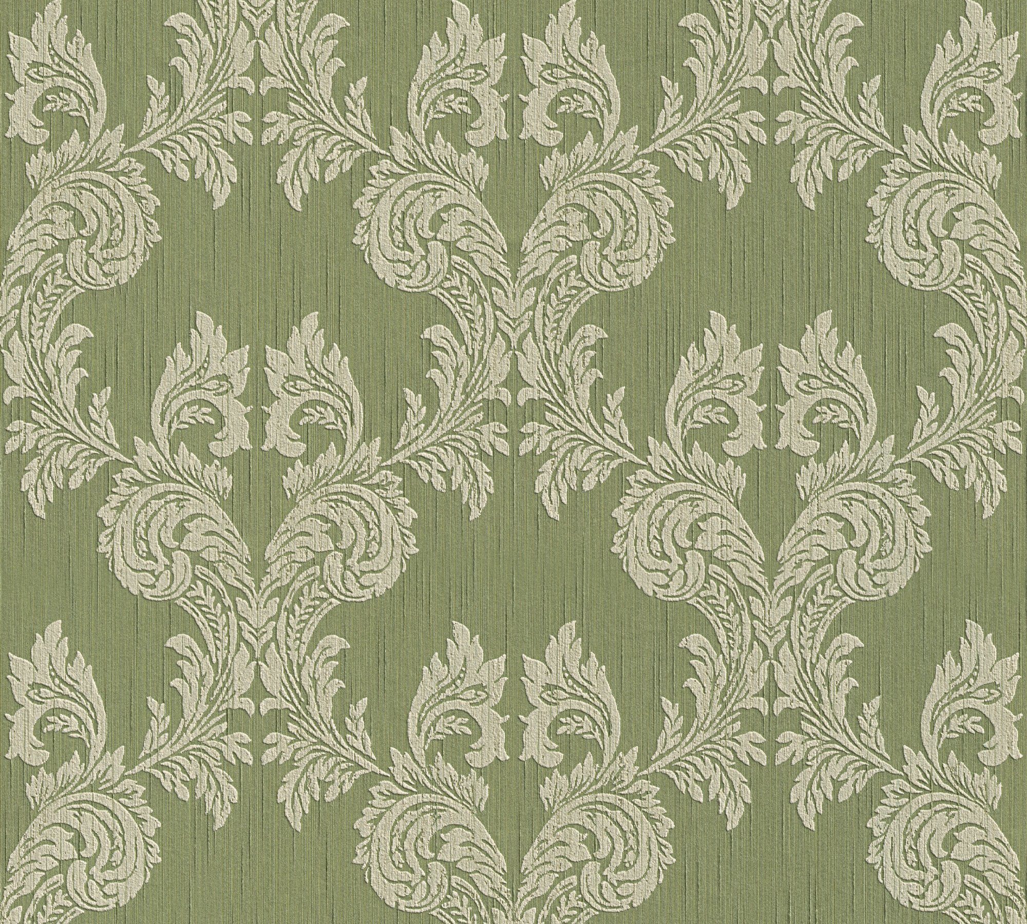 grün Barock floral, Tessuto, Architects samtig, Tapete Barock, A.S. Paper Création Textiltapete