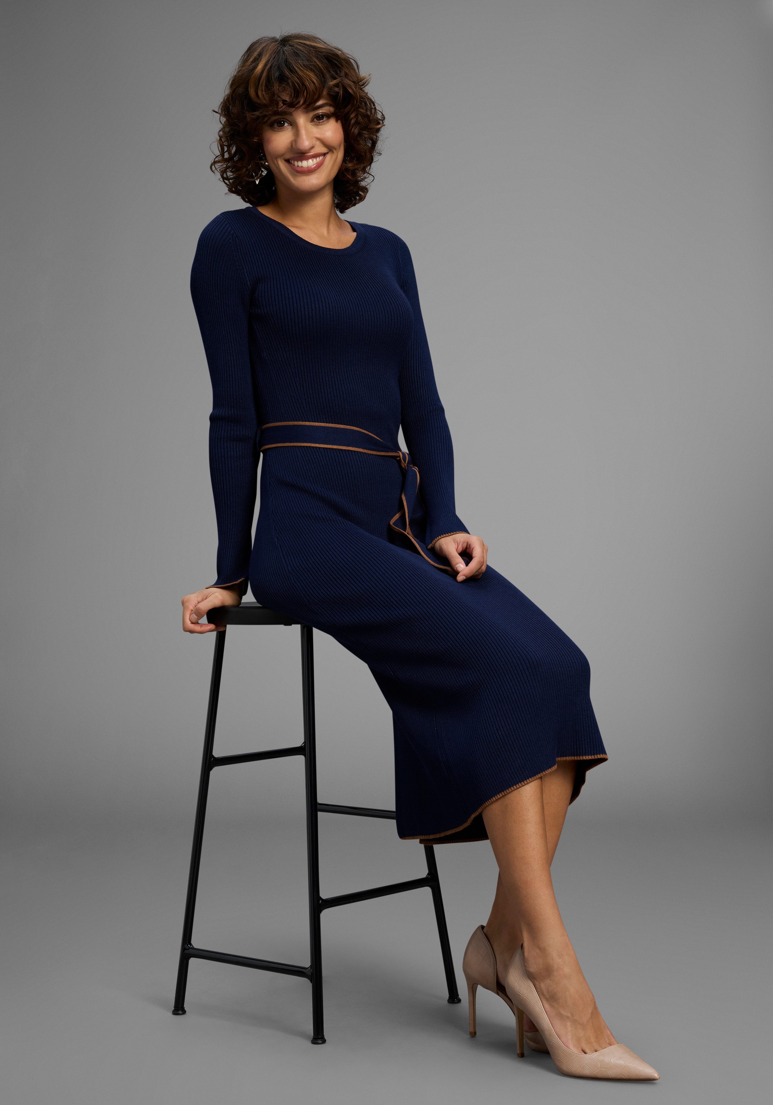 HECHTER PARIS Strickkleid mit Streifengürtel - NEUE KOLLEKTION günstig online kaufen