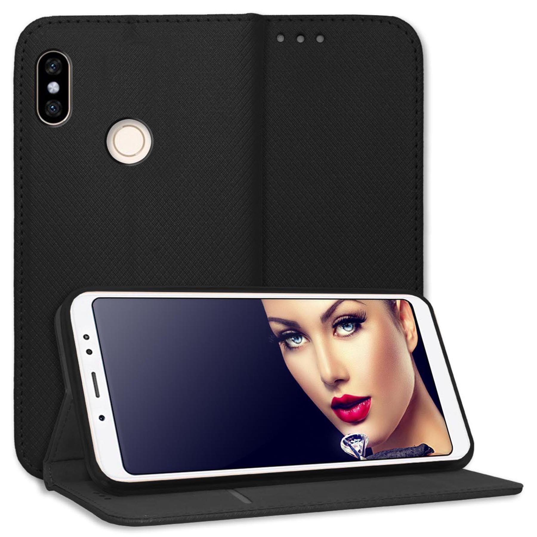 mtb more energy Smartphone-Hülle Smart Magnet für Xiaomi Redmi Note 5 Pro, Schwarz, Bookstyle Klapphülle Cover Wallet Case aus Kunstleder