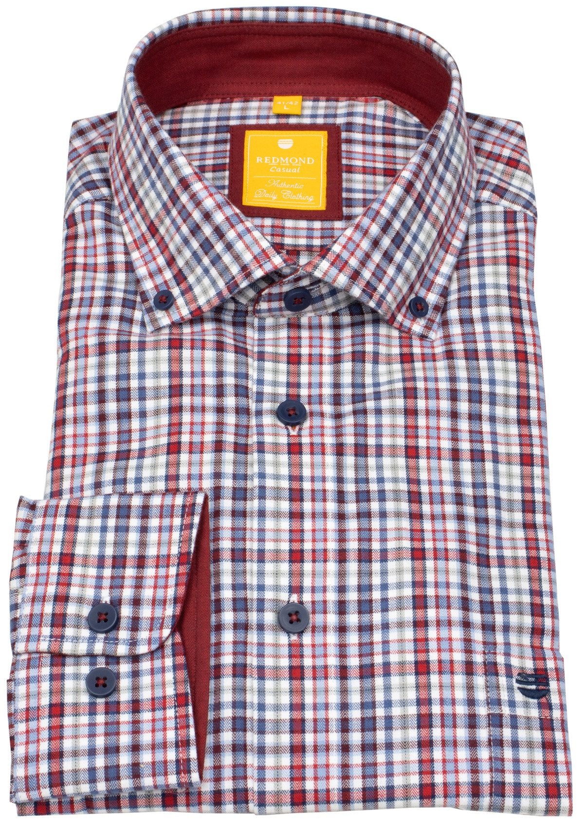 Redmond Karohemd leicht tailliert Button-Down-Kragen günstig online kaufen