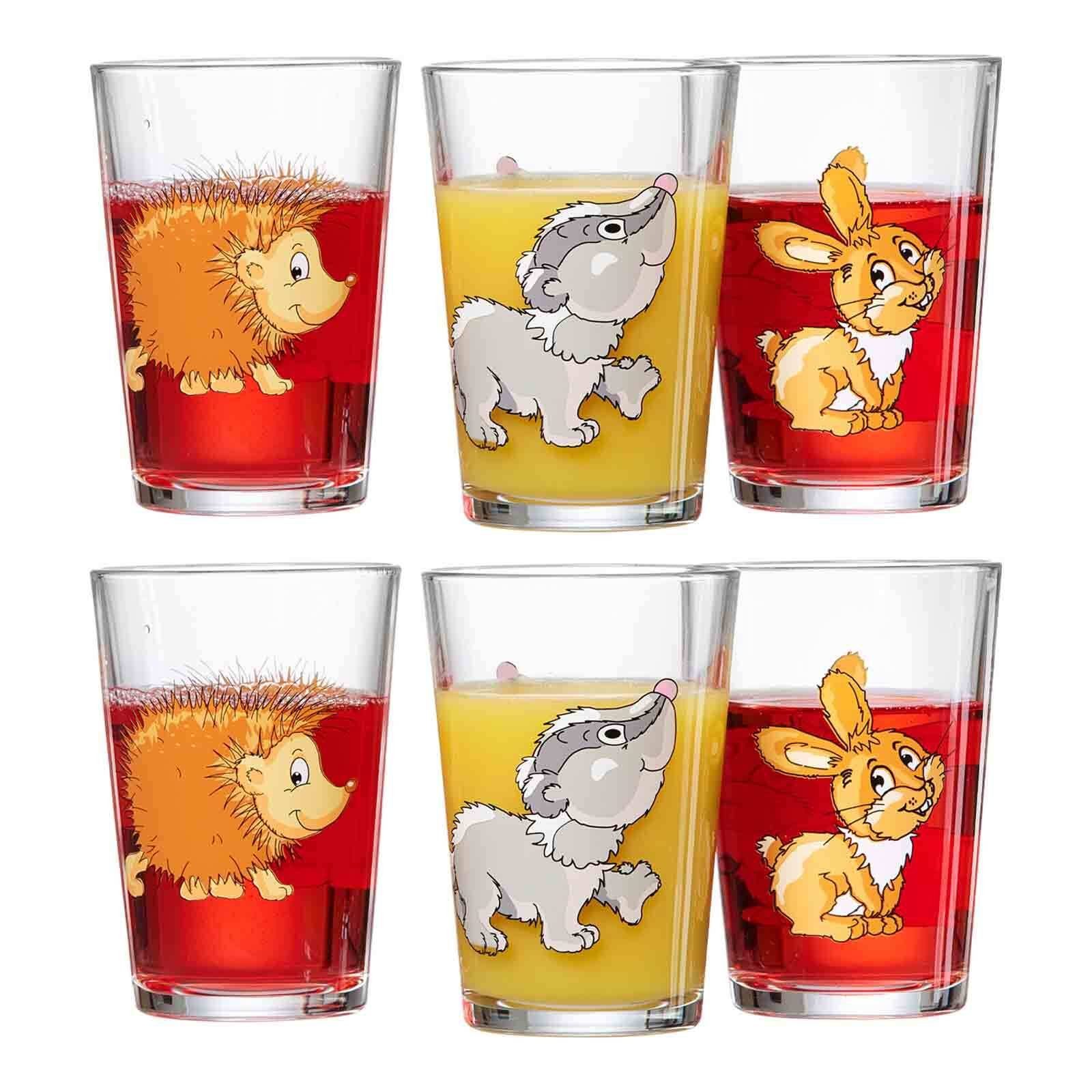 Ritzenhoff & Breker Kinderbecher Waldtiere Kindergläser 205 ml 6er Set, 6-tlg., Glas