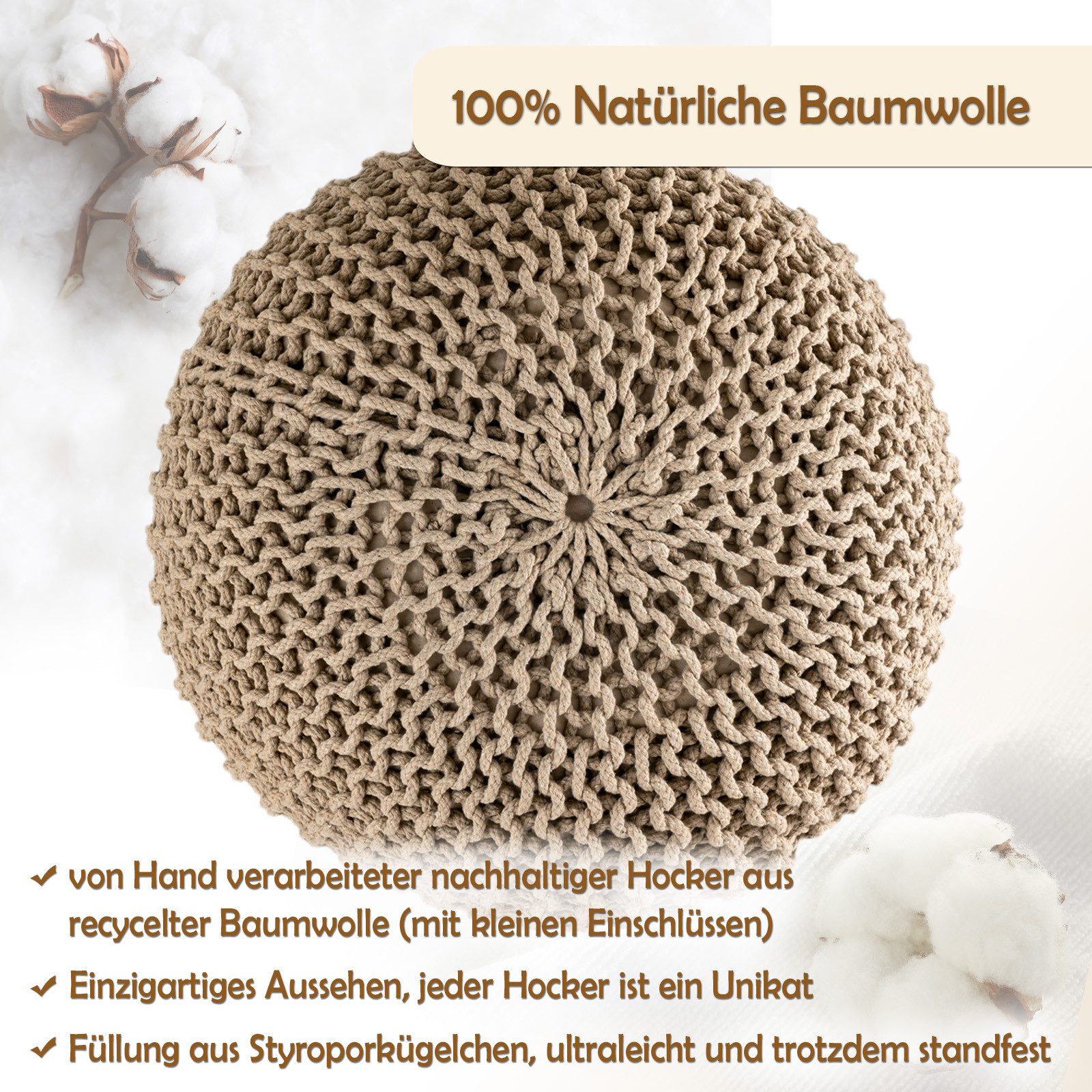 Amagohome Sitzhocker Strickhocker Pouf Ø45 o. günstig online kaufen