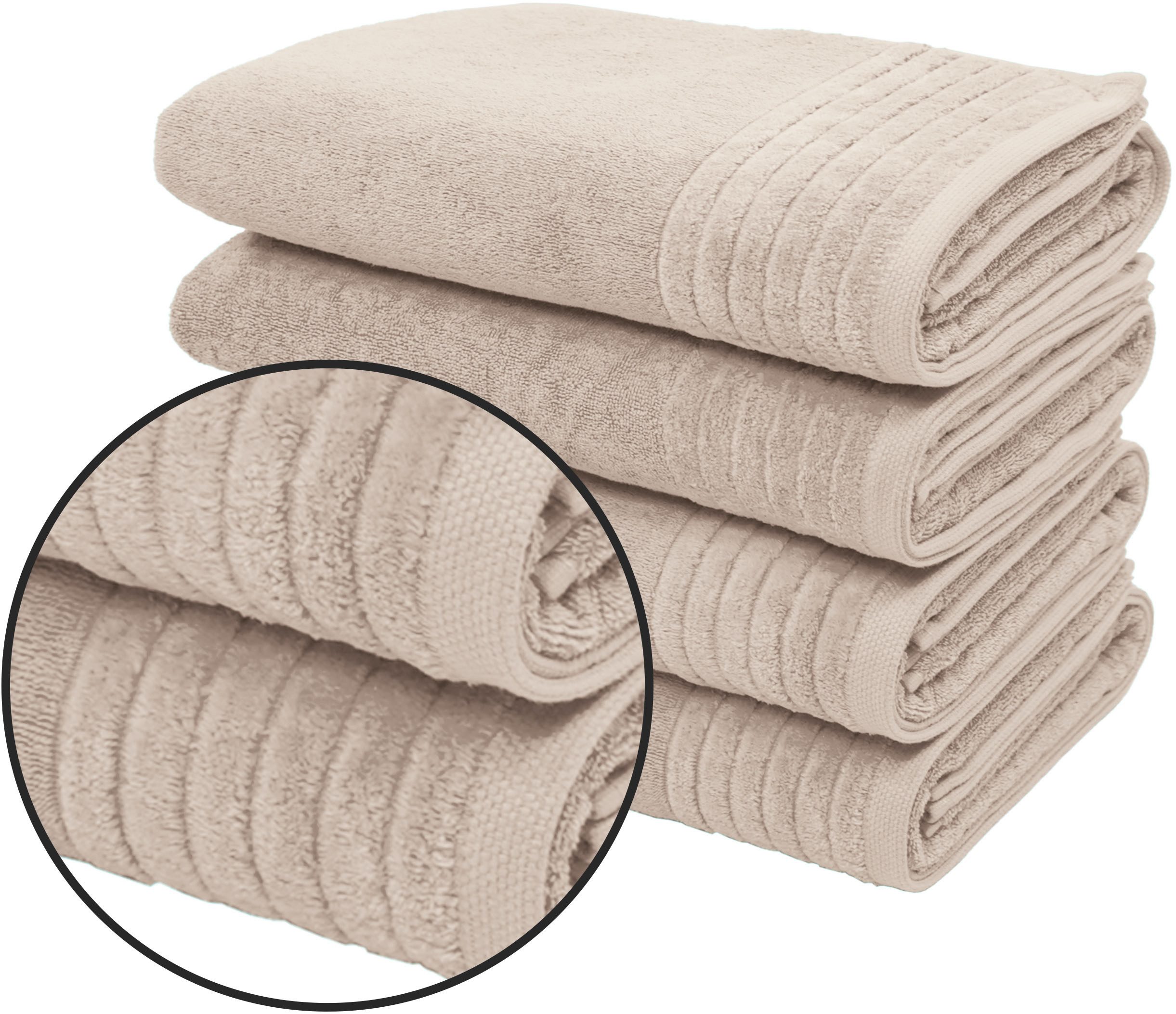 OTTO home Duschtücher Sanremo Premium, Premium Handtücher, 600 gr/m², 70x140cm, Frottier (Set, 4-St), mit Bordüre, flauschig und weich, dicke Qualität, 5 Jahre Garantie