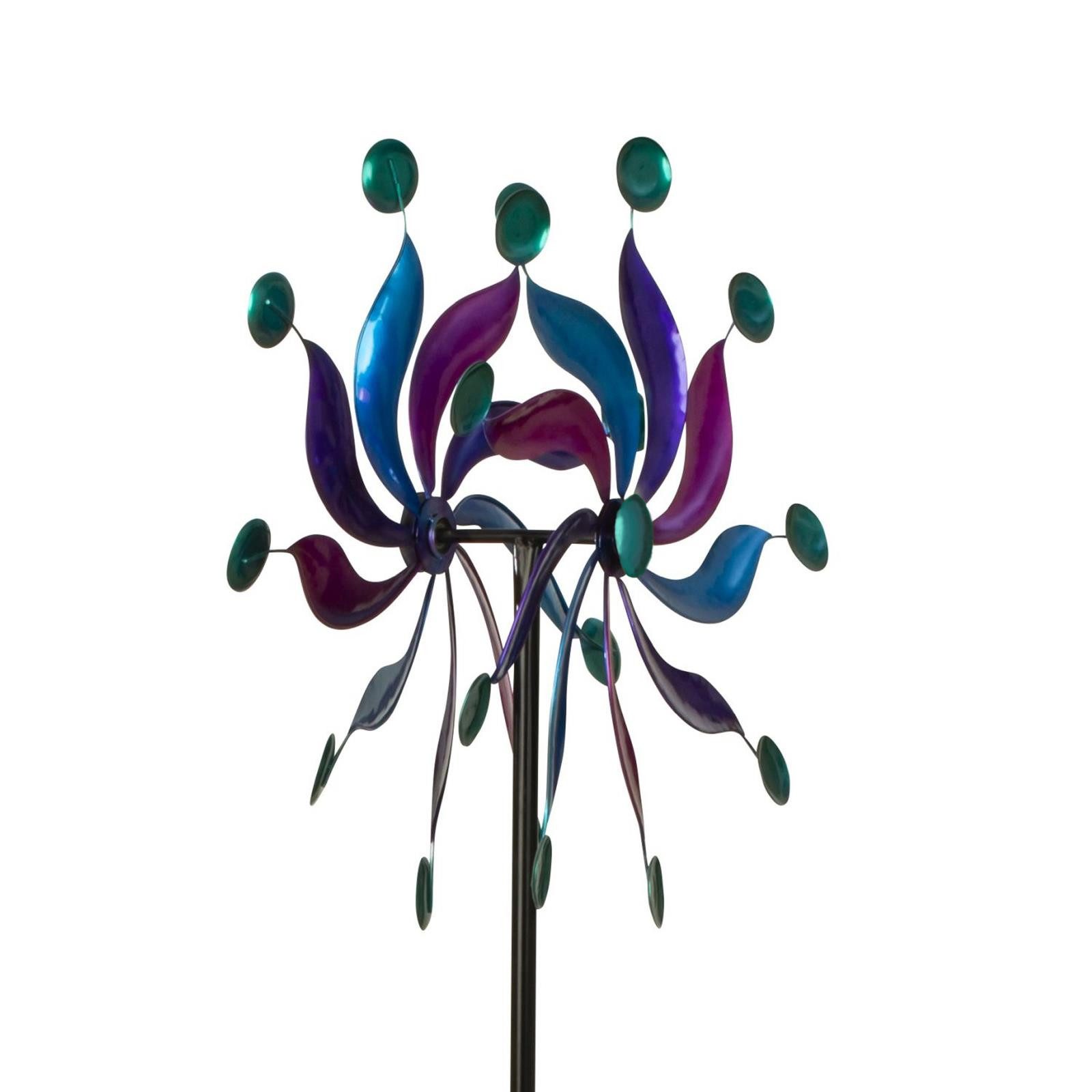 Geschenkestadl Deko-Windrad Metall-Windrad bunt für Garten, Terrasse und Balkon mit Erdspieß 182cm (Set), dekoratives Windrad incl. Erdspieß