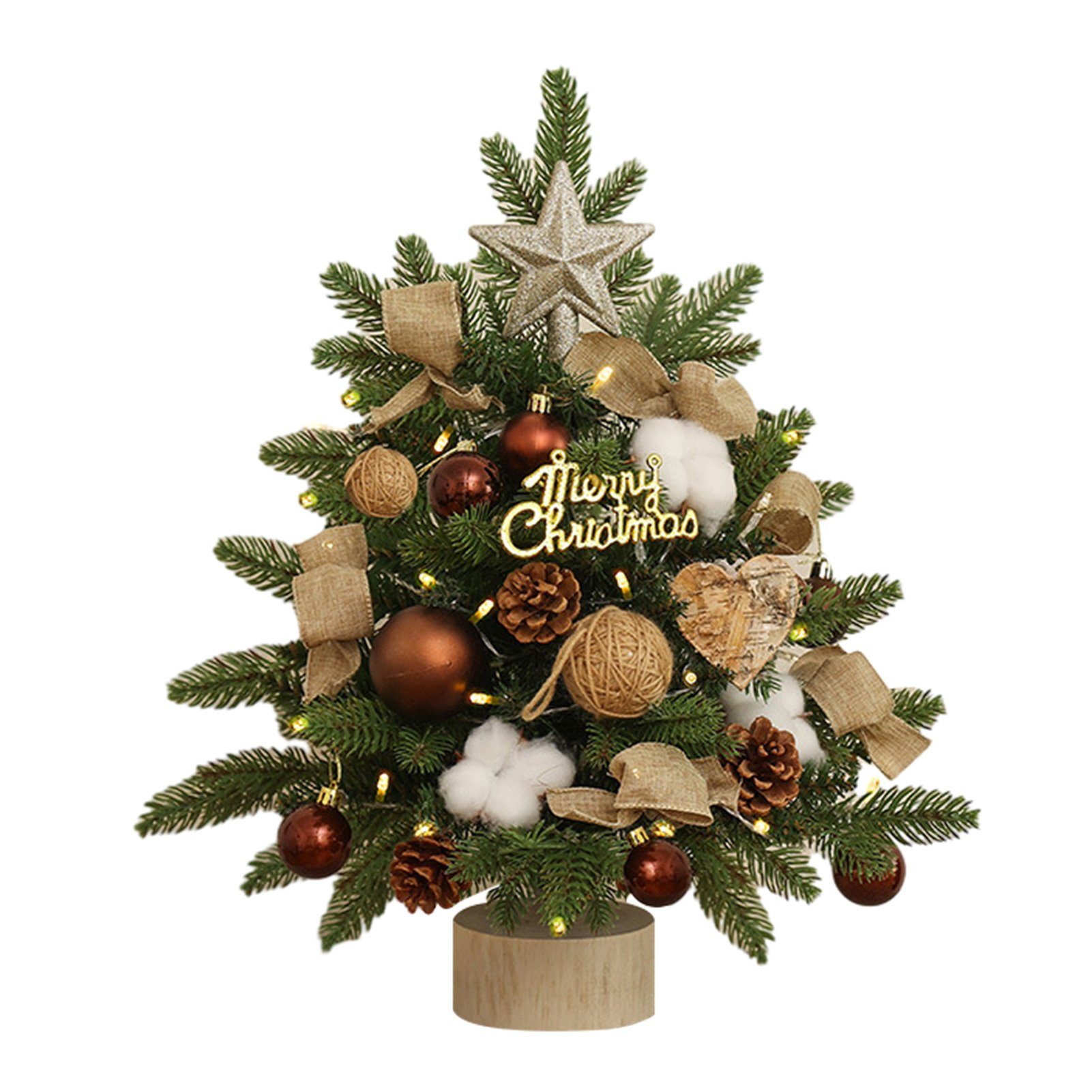 Blusmart Künstlicher Weihnachtsbaum Kleiner 45 Cm Großer Tisch-Weihnachtsbaum Mit Mehrfarbigem Dekor, Künstlicher Weihnachtsbaum brown