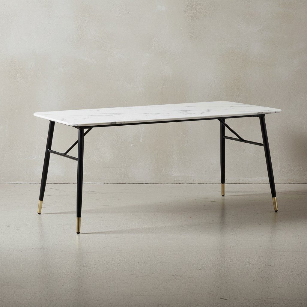 KADIMA DESIGN Esstisch Esszimmertisch 200x90x76 cm Esstisch Weiß in Marmor- günstig online kaufen