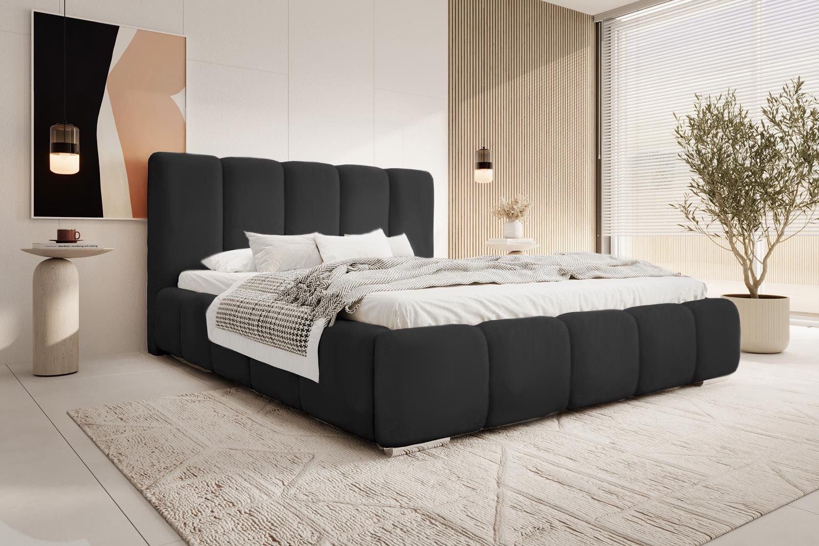 Compleo Polsterbett BUBBLE Velvet, Leistenlattenrost aus Holz, Modern bett