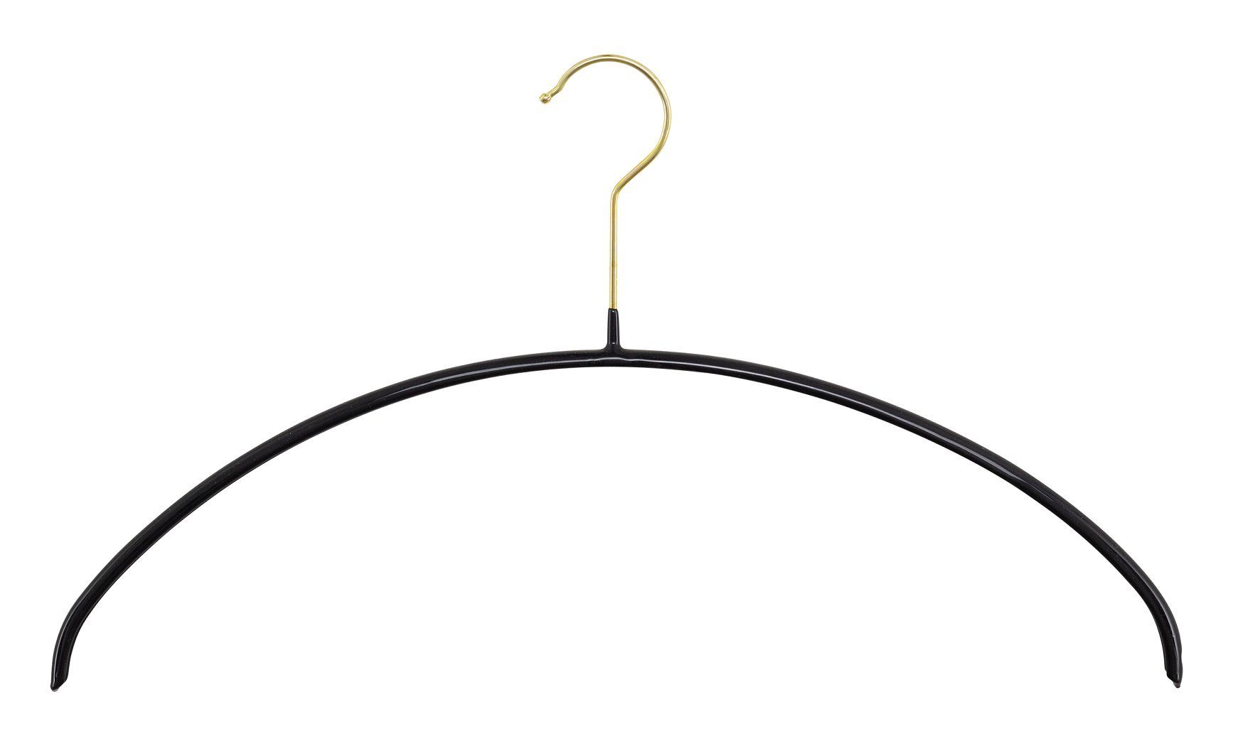 MAWA Kleiderbügel MAWA Economic/P Elegance Bügel aus profiliertem Stahlband, ganzflächig rutschhemmend ummantelt, drehbarer, goldfarbener Haken, geeignet für Oberbekleidung, 10 Stück Schwarz