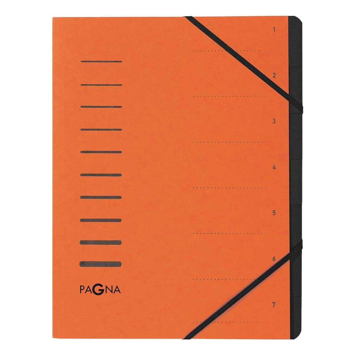 PAGNA Organisationsmappe, Ordnungsmappe 1-7, mit 7 Fächern, schwarzes Griffregister, A4