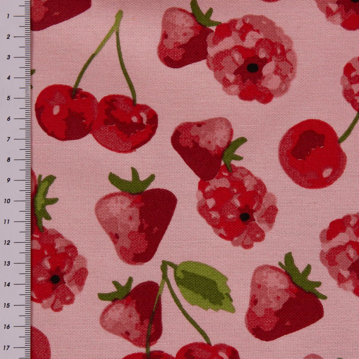 Früchte rosa Dekokissen Kissenhülle Himbeeren Kirschen SCHÖNER Erdbeeren LEBEN. LEBEN. SCHÖNER