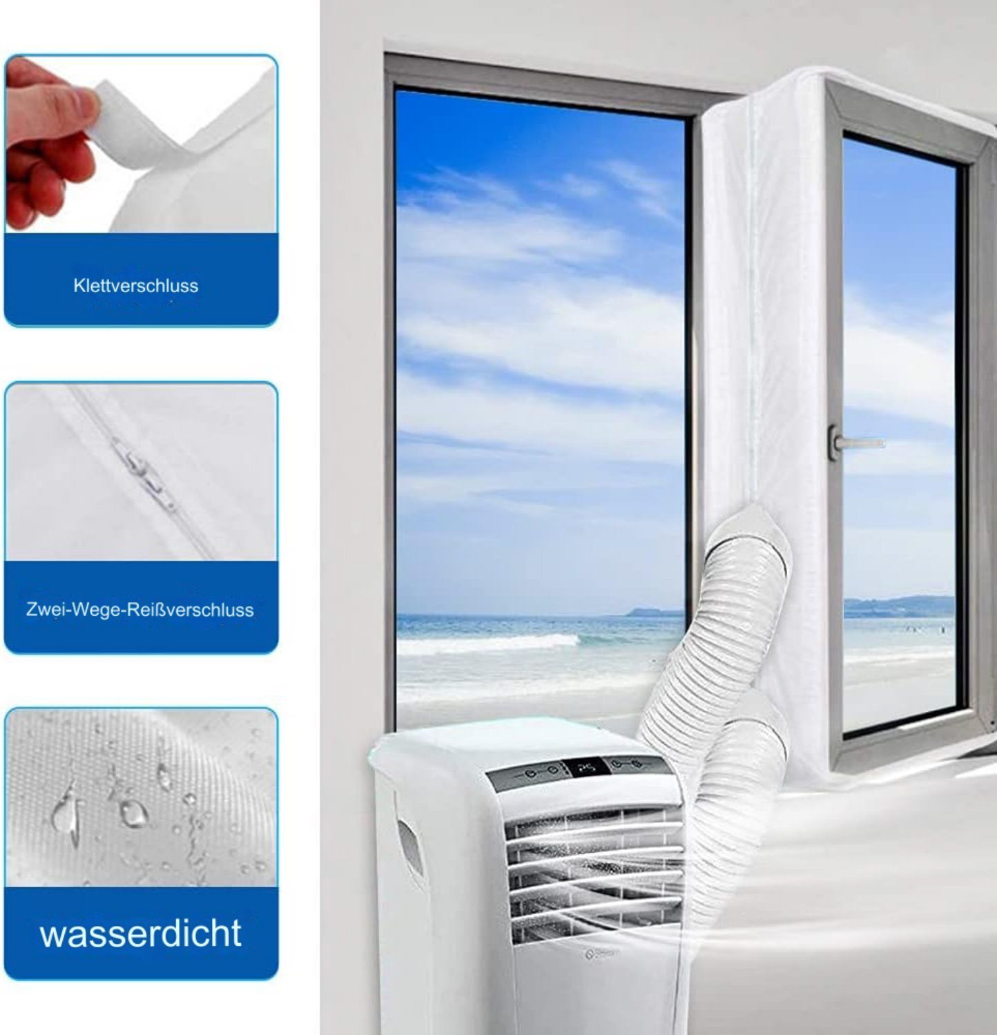 jalleria Zu- und Ablauf-Schlauchverlängerung Mobiles Dichtungsset für Klimaanlagen, Türfenster, 300 cm.