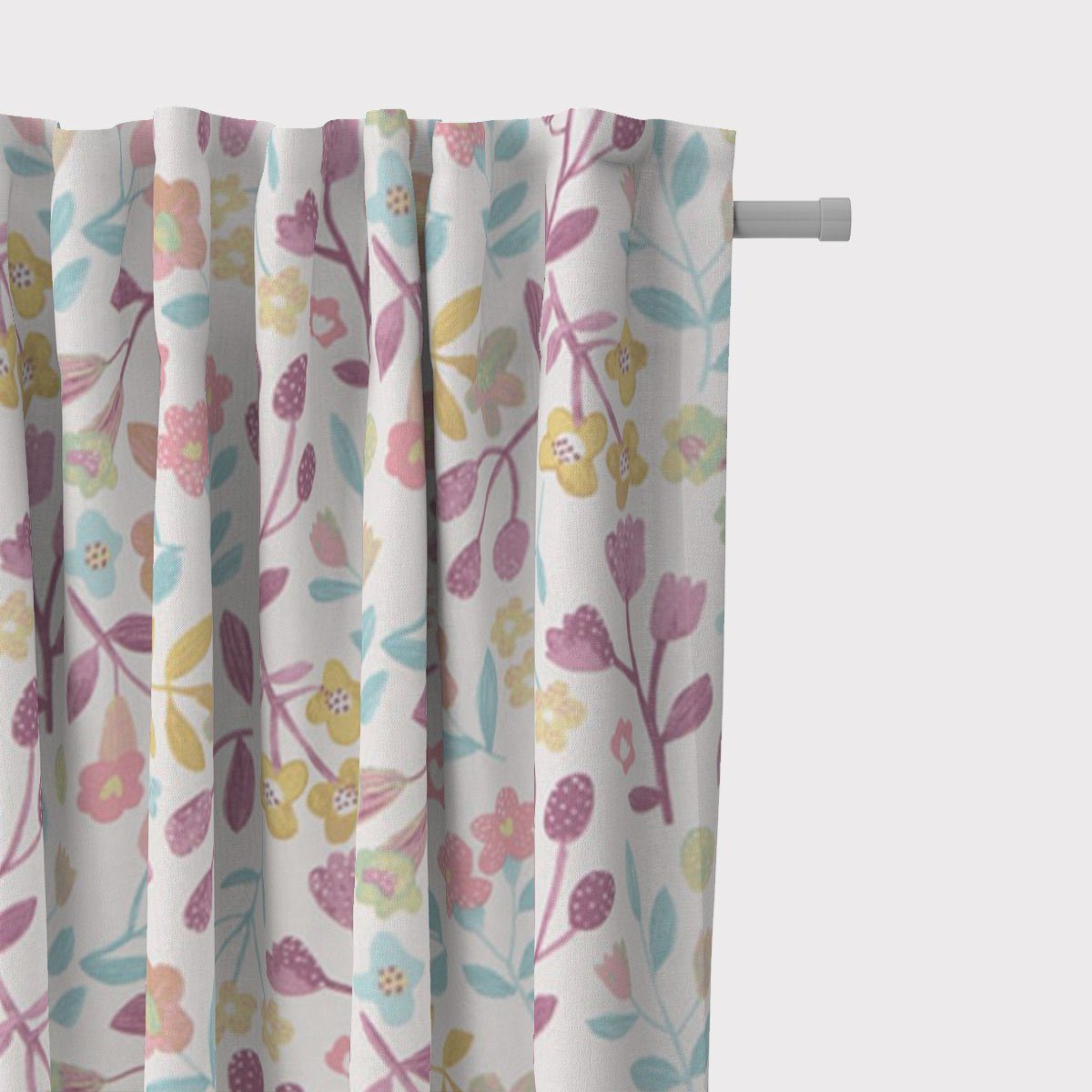 SCHÖNER LEBEN. Vorhang SCHÖNER LEBEN. Vorhang Panama Betty Parma Violet Blumen lila 245cm, Smokband, blickdicht, Baumwolle, handmade