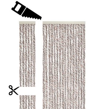 Defactoshop Insektenschutz-Vorhang Defacto Türvorhang Fadenvorhang Flauschvorhang PVC Transparent Vorhang Fliegenschutz Streifen Brauen/Beige MIX, BxH 100x200cm,100x220cm 90x200cm