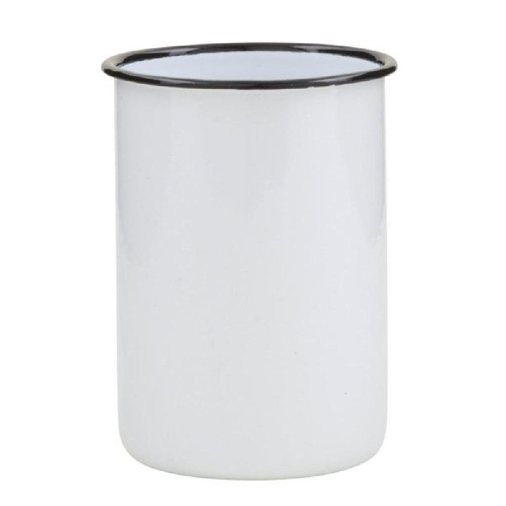 Ib Laursen Waschtisch-Set Ib Laursen Zahnputzbecher Emaille Weiß Schwarzer günstig online kaufen