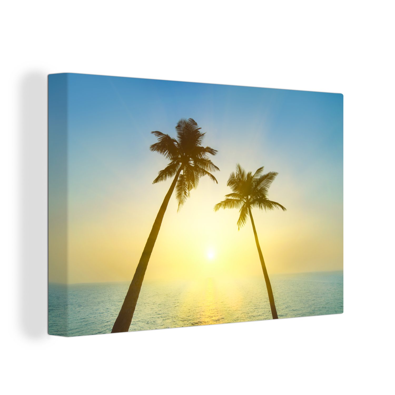 OneMillionCanvasses® Leinwandbild Sommer - Palmen - Sonne, (1 St), Wandbild Leinwandbilder, Aufhängefertig, Wanddeko, 30x20 cm