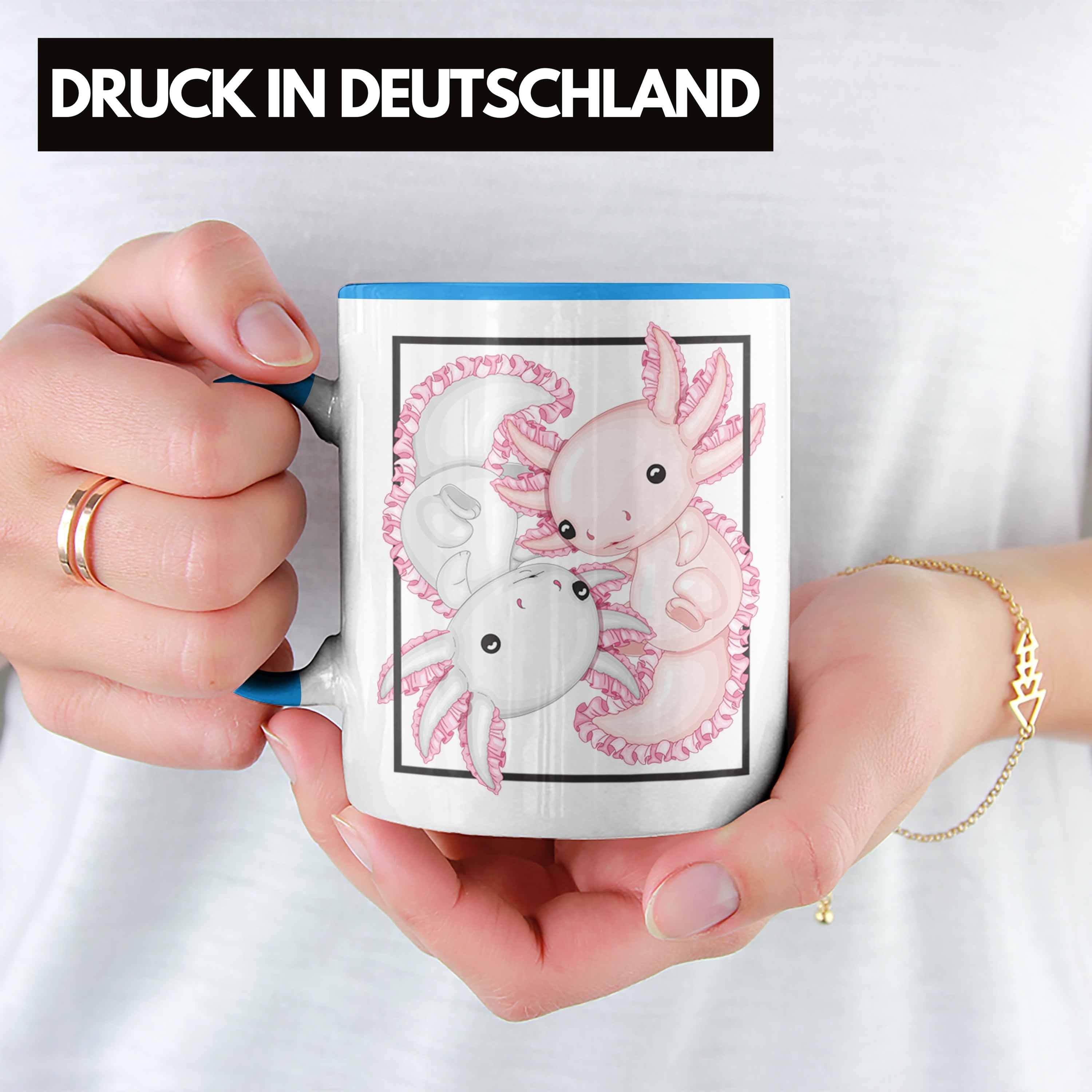 Trendation Tasse Tasse Geschenkidee Schwanzlurch Blau Axolotl Geschenk Besitzer