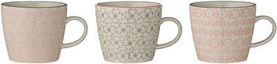 Bloomingville Tasse »Cécile Mug, Rose, Stoneware«, Keramik, 3er Set, 300 ml, Kaffeetassen, Teetassen, skandinavisches Design, Rose