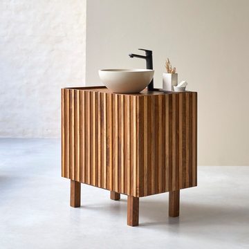 Tikamoon Waschtisch Milo Badezimmermöbel aus Mangoholz 80 cm