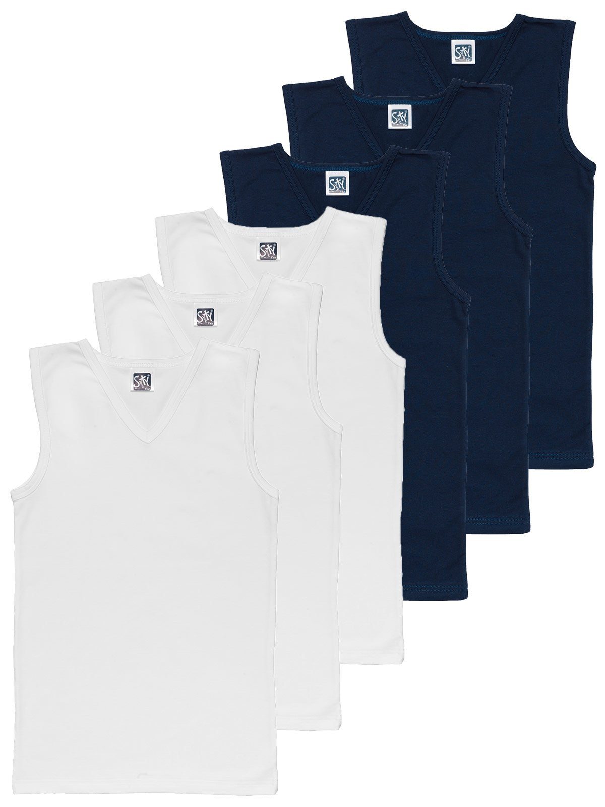 Sweety for hohe Kids Shirt 6-St) weiss Single Knaben Unterhemd Jersey Markenqualität navy City Sparpack (Spar-Set, 6er