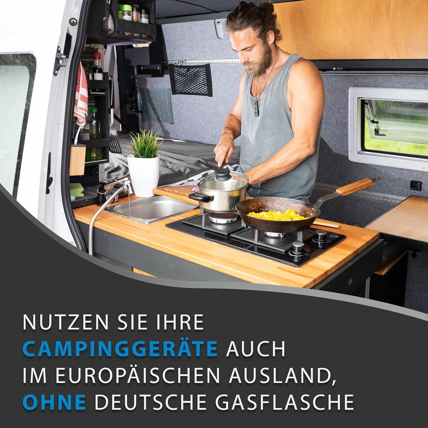 Pelmos Gaskocher Gasanschluss Adapter I 4 teiliges Gasflaschen Adapter, (Set für das EU-Ausland, 4-St), Zum Anschluss von Druckreglern an ausländischen Gasflaschen
